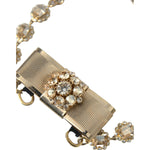 Dolce & Gabbana Gold Brass Clear Crystal Bow Chain Choker Necklace SMY101404