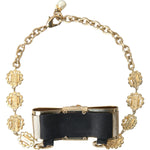 Dolce & Gabbana Gold Brass Clear Crystal Bow Chain Choker Necklace SMY101404