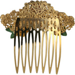 Dolce & Gabbana Gold Brass Crystal Leopard Floral Hair Comb SMY101380