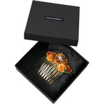 Dolce & Gabbana Gold Brass Crystal Leopard Floral Hair Comb SMY101380
