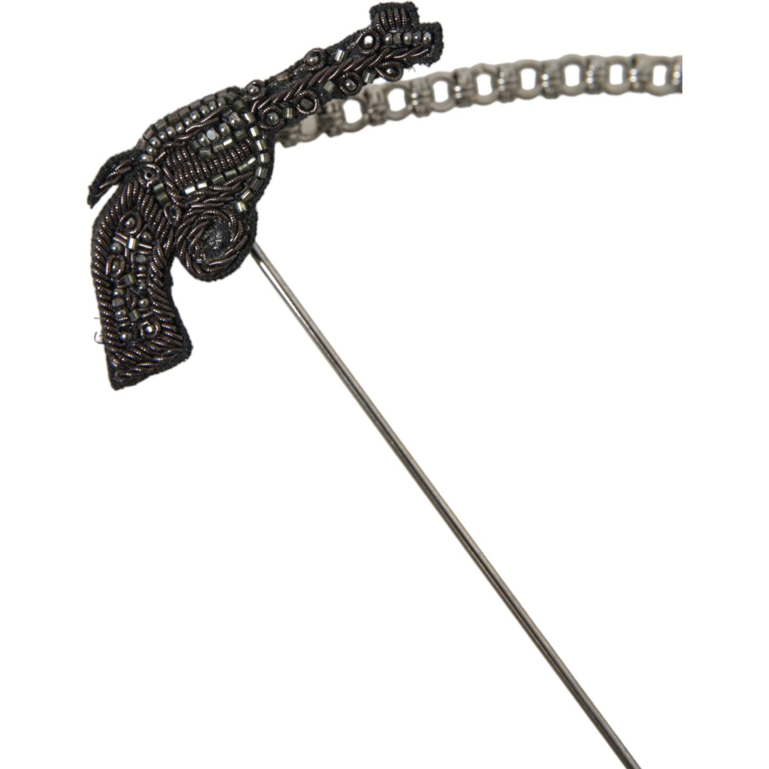 Dolce & Gabbana Brass Copper Silk Revolver Gun Men Brooch Lapel Pin