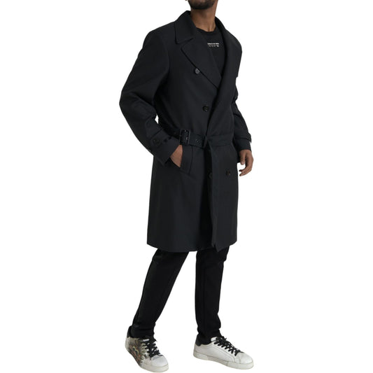 Dolce & Gabbana Black Double Breasted Trench Coat Jacket JKT3857-50