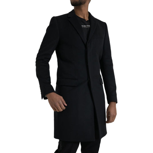 Dolce & Gabbana Black Single Breasted Trench Coat Jacket JKT3858-46