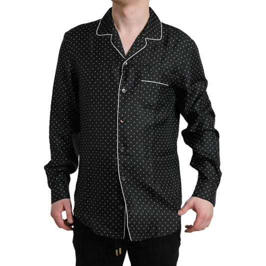 Dolce & Gabbana Black Polka Dot Silk Long Sleeve Shirt TSH84694-40