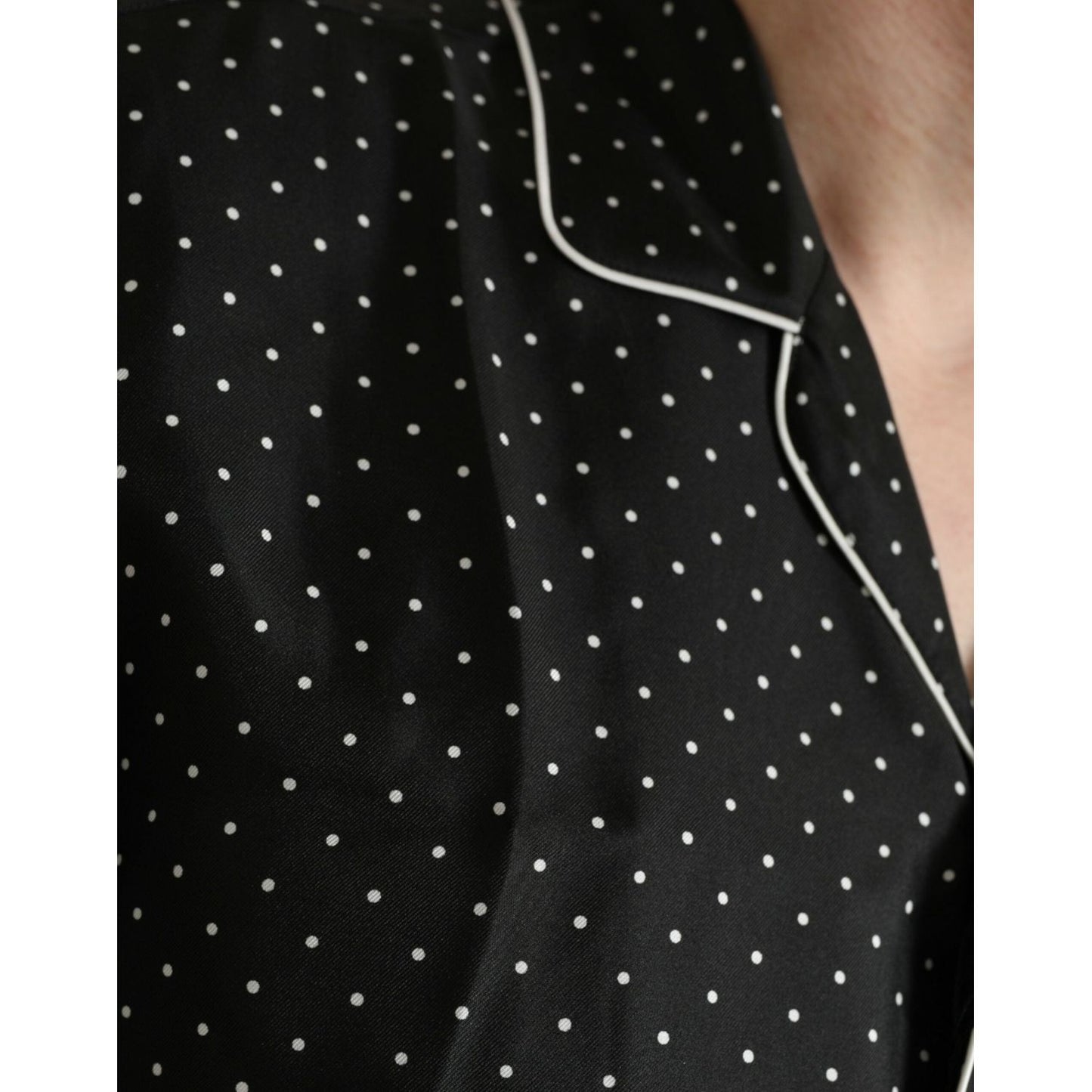 Dolce & Gabbana Black Polka Dot Silk Long Sleeve Shirt TSH84694-40