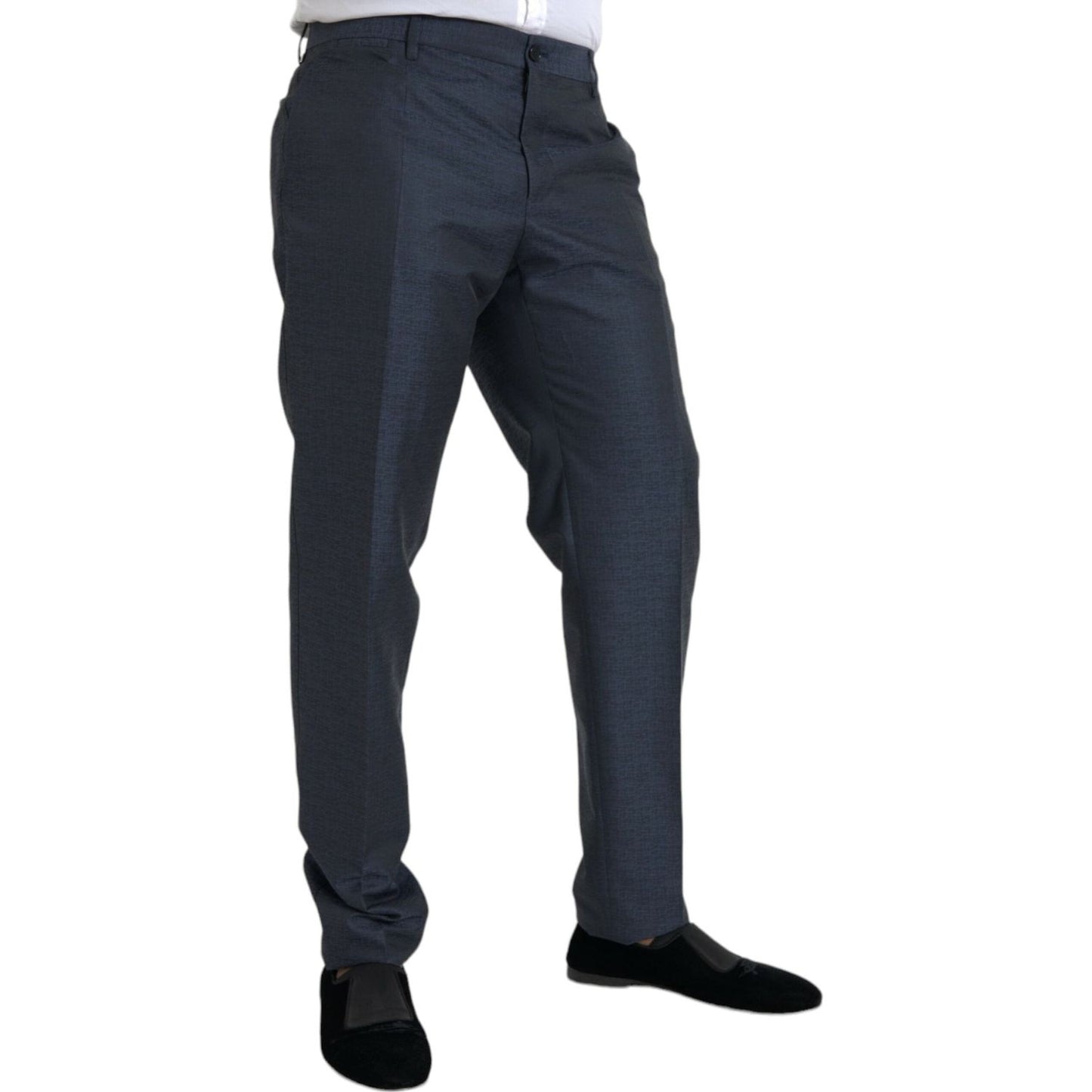 Dolce & Gabbana Blue Wool Men Skinny Dress Pants