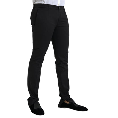 Dolce & Gabbana Black Cotton Stretch Skinny Dress Pants