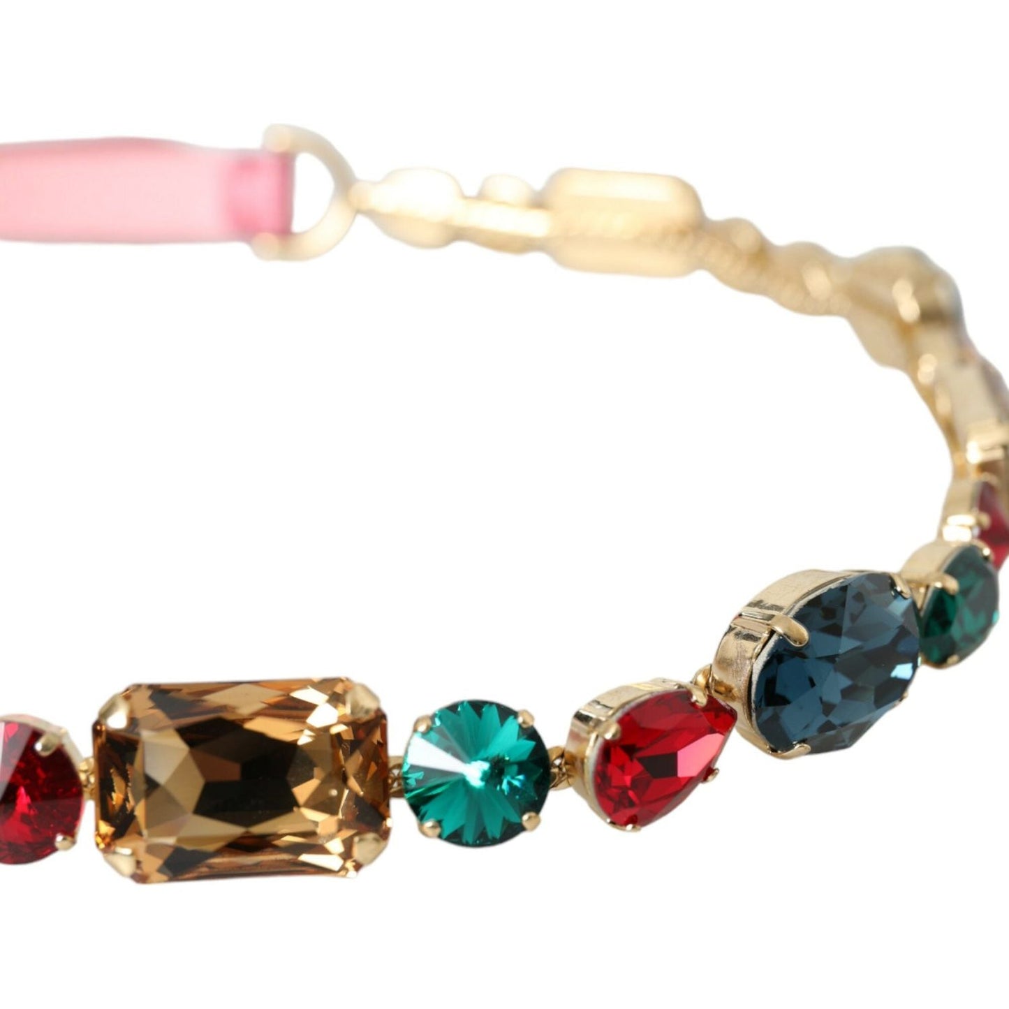 Dolce & Gabbana Pink Leather Crystal Chain Embellished Belt