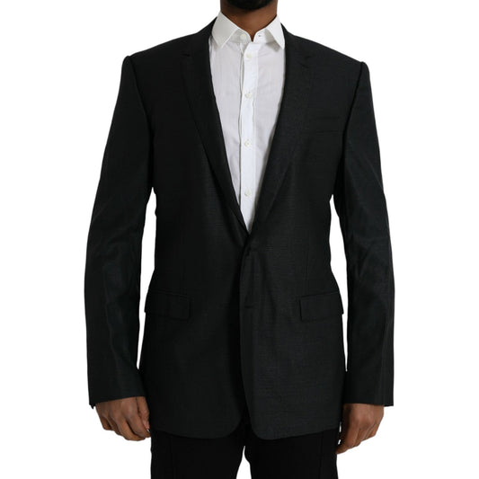 Dolce & Gabbana Black Wool Notch SingleBreasted Coat Blazer JKT4017-54
