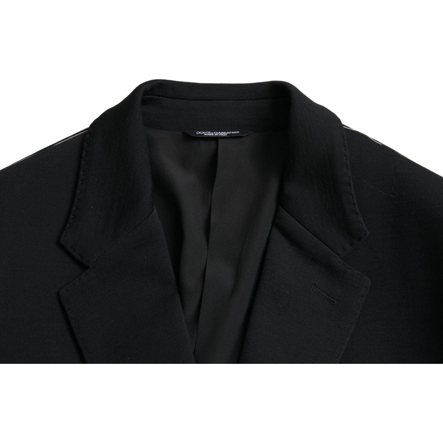 Dolce & Gabbana Black Wool Notch Single Breasted Coat Blazer