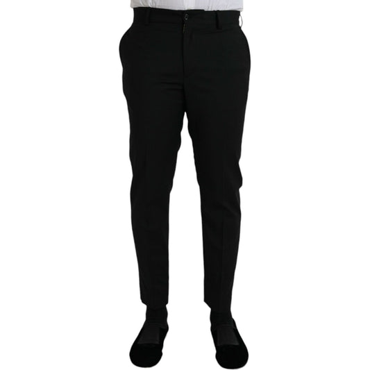 Dolce & Gabbana Black Wool SlimFit Dress Formal Pants PAN75325-48