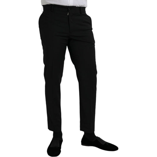 Dolce & Gabbana Black Wool SlimFit Dress Formal Pants PAN75325-48
