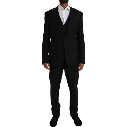 Dolce & Gabbana Black Polyester STAFF Formal 3 Piece Suit KOS2231-54