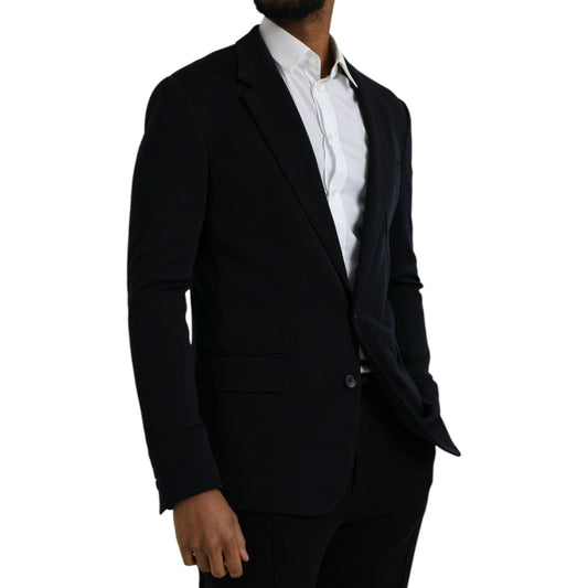 Dolce & Gabbana Black Wool Single Breasted Coat Blazer KOS2243-44