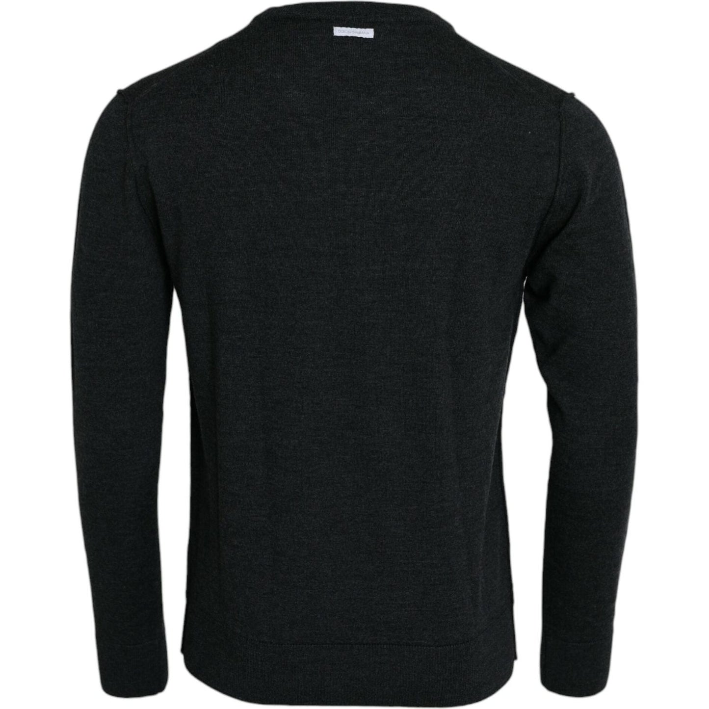 Dolce & Gabbana Dark Gray Wool Crew Neck Pullover Sweater TSH84673-52