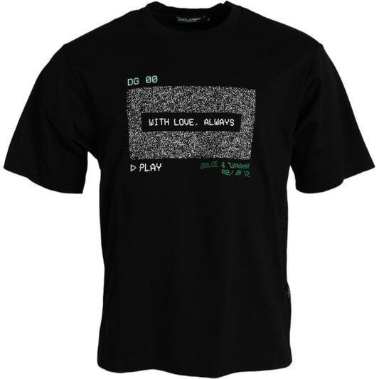 Dolce & Gabbana Black With Love Always Crew Neck Top T-shirt TSH84551-46