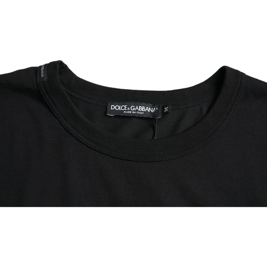 Dolce & Gabbana Black Logo Embossed Crew Neck Short Sleeves T-shirt TSH84604-XL