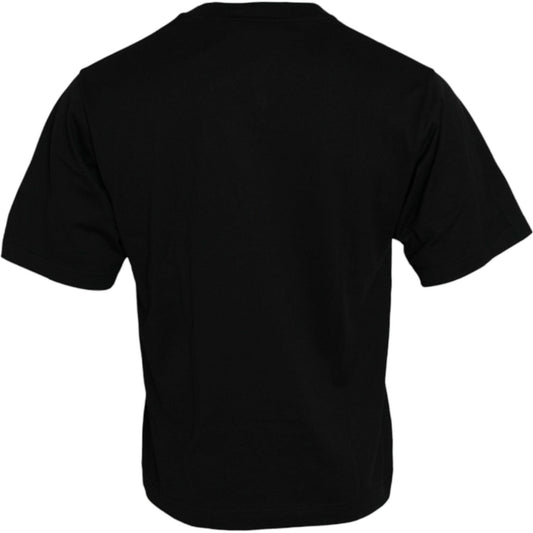 Dolce & Gabbana Black Embellished Cotton Crew Neck T-shirt TSH84621-46