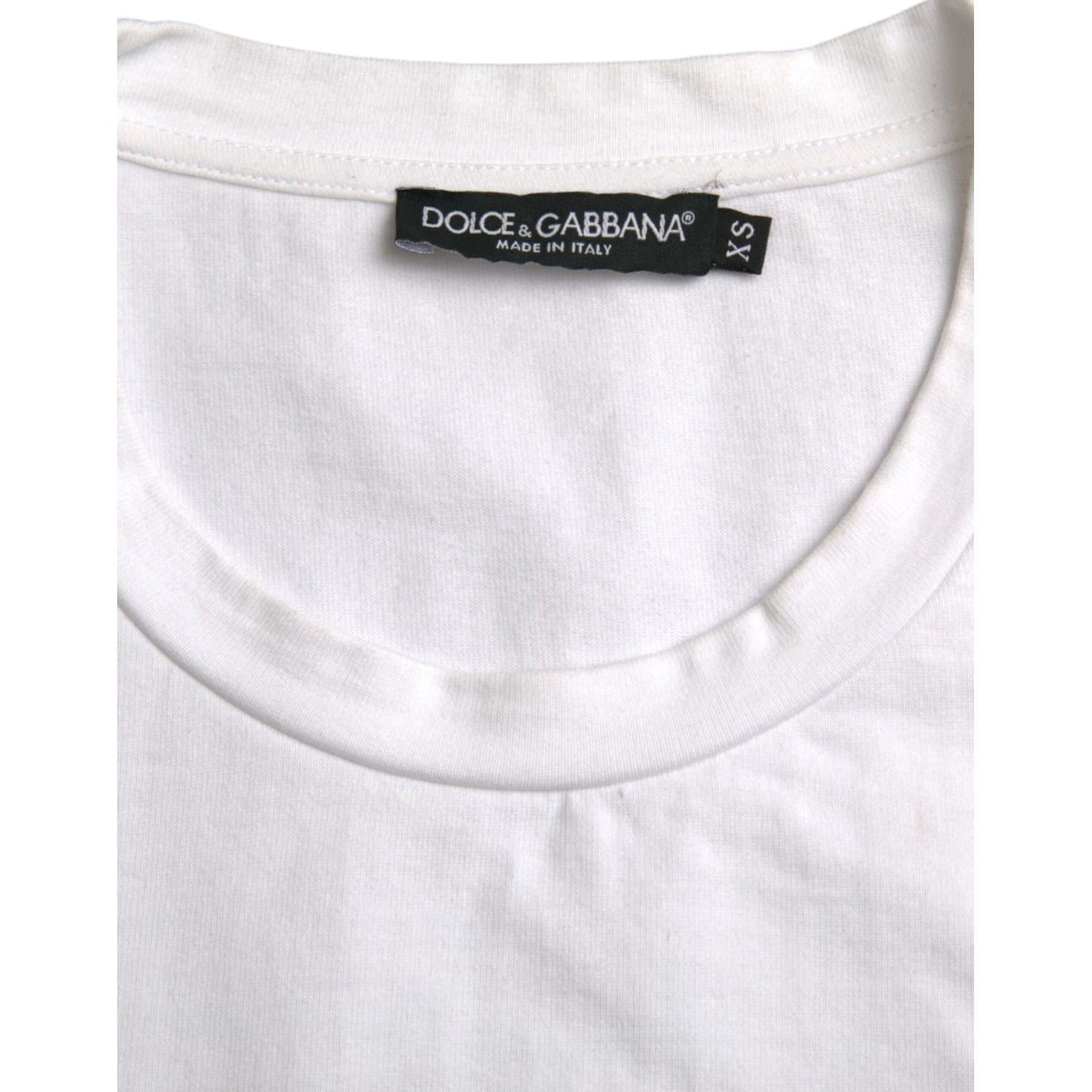 Dolce & Gabbana White Amor Heart Cotton Crewneck Short Sleeve T-shirt