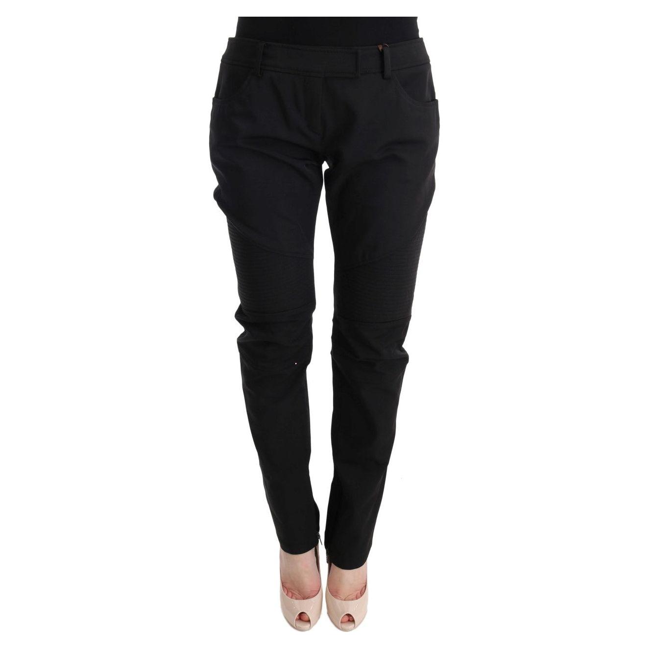 Ermanno Scervino Black Cotton Slim Fit Casual Pants