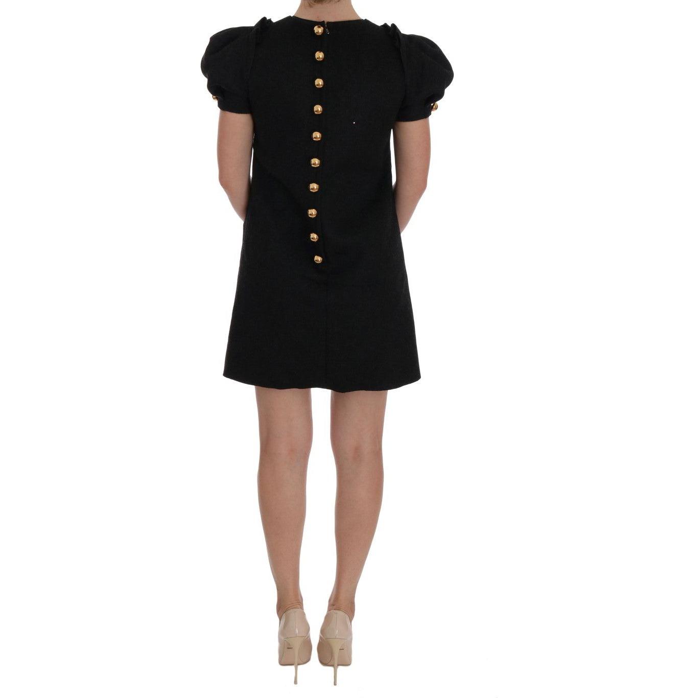 فستان متوسط ​​الطول من الصوف المرصع بالكريستال من دولتشي آند غابانا