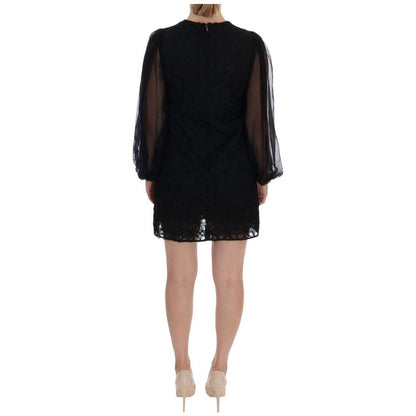 Dolce & Gabbana Black Lace Red Heart Shift Dress