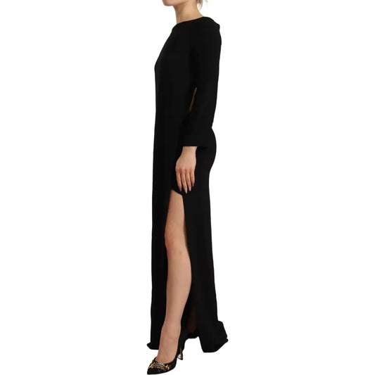 Dsquared² Black Long Sleeves Side Slit Floor Length Dress DR28534-40