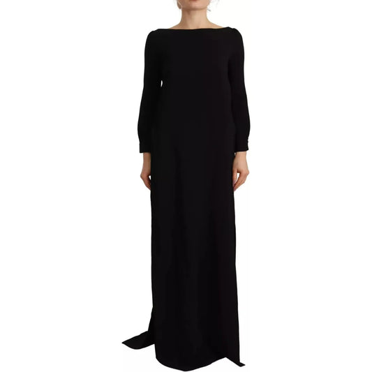 Dsquared² Black Long Sleeves Side Slit Floor Length Dress DR28534-40