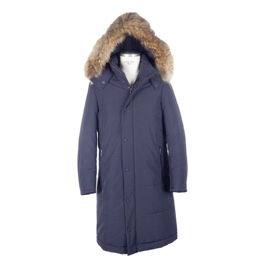 Made in Italy Blue Wool Men Raincoat LO-4903-IT46 | S