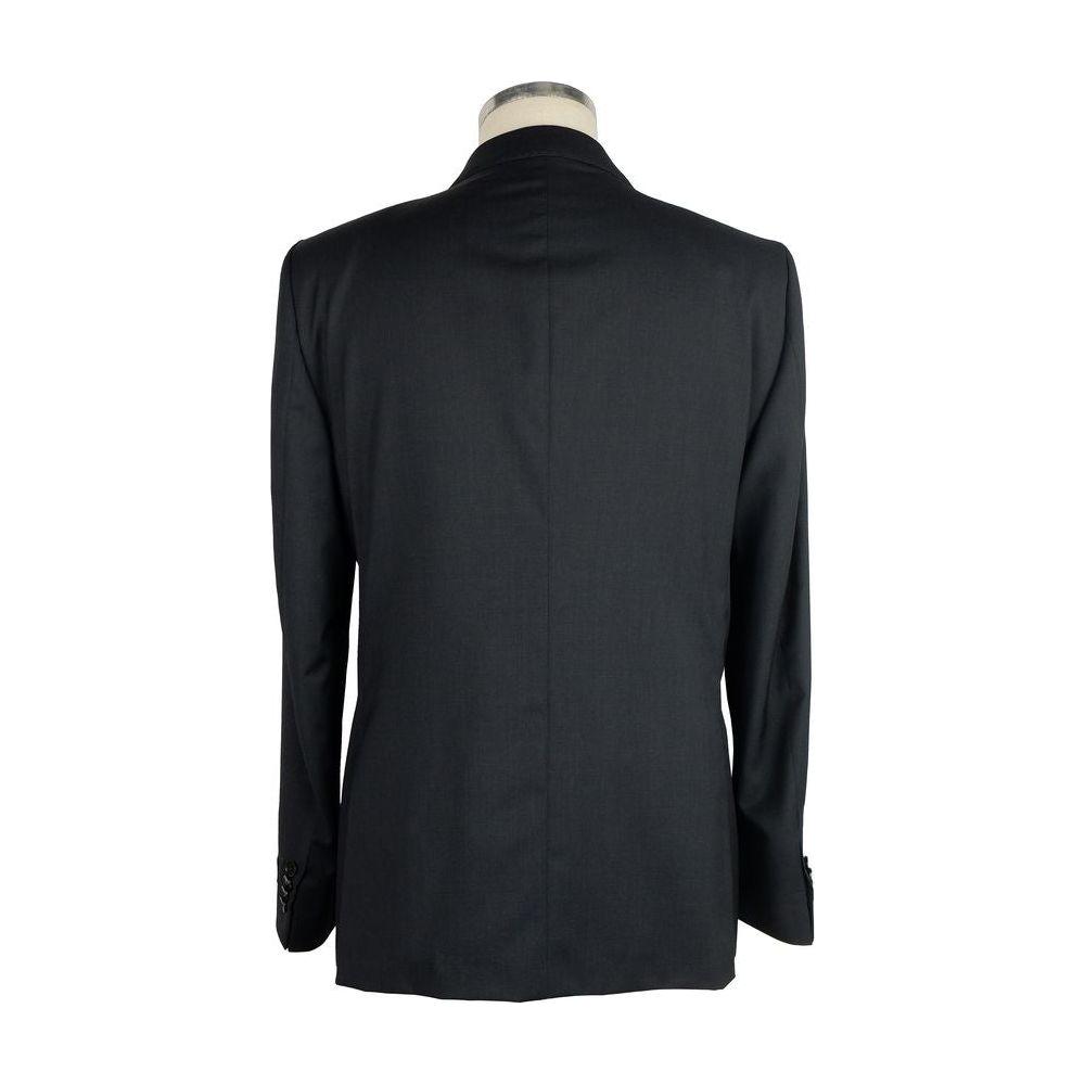 Made in Italy Black Wool Two-Piece Suit