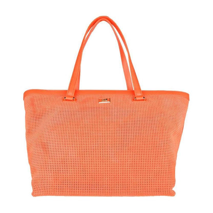 Cavalli Class Orange Calfskin Women Handbag Shoulder Bag