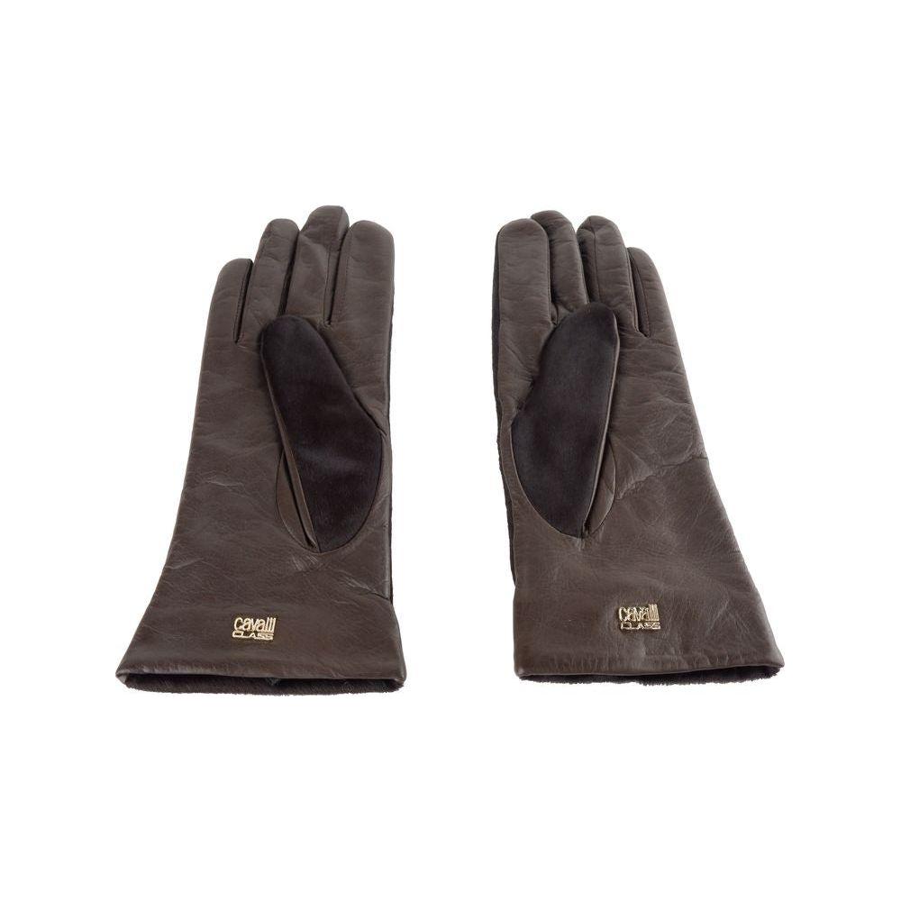 Cavalli Class Brown Cowhide Women Glove