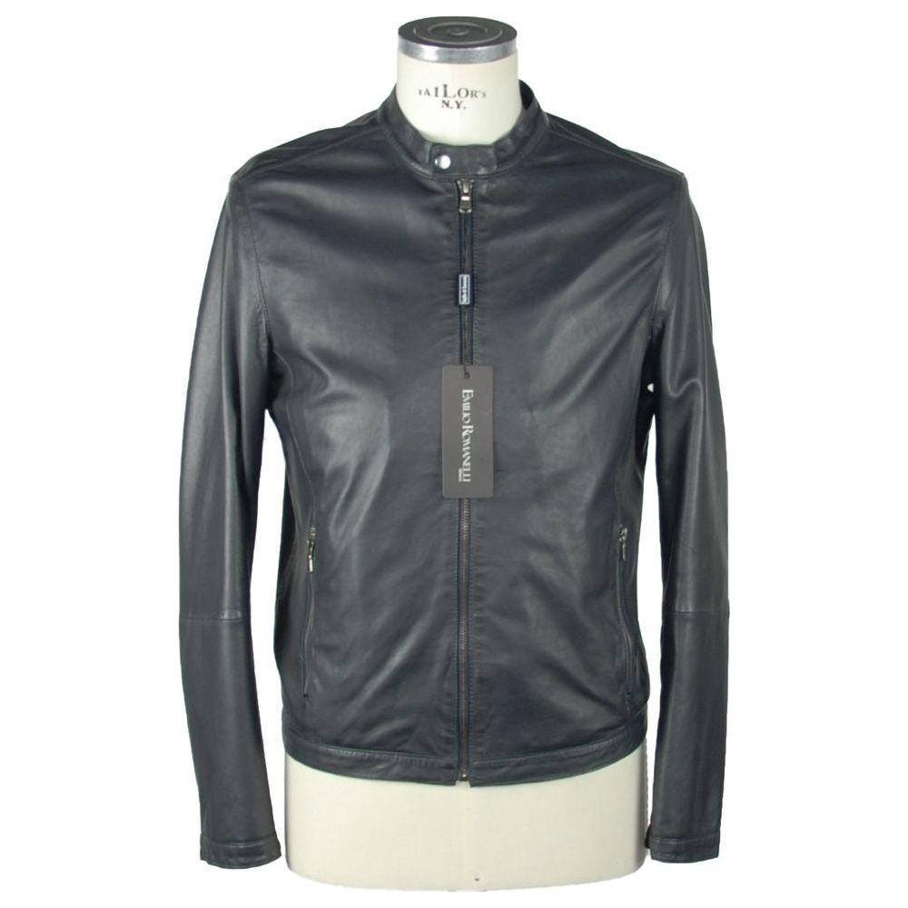 Emilio Romanelli Blue Leather Men's Jacket