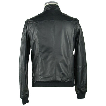 Emilio Romanelli Black Leather Men's Jacket