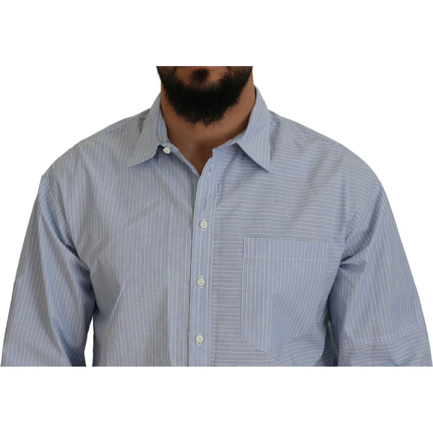 قميص رسمي بأكمام طويلة وطبعة شعار Dsquared² باللون الأزرق المخطط