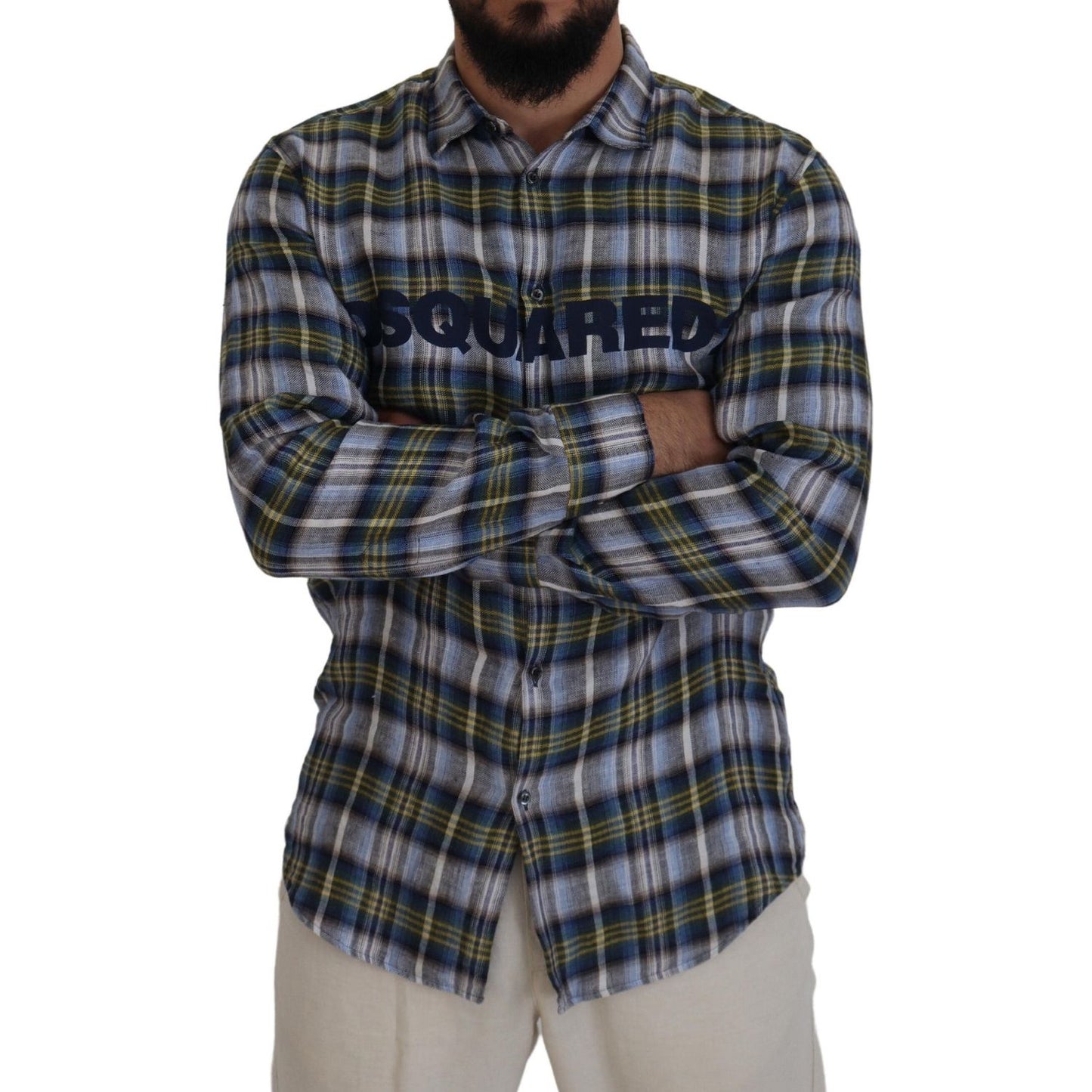 Dsquared² Multicolor Checkered Casual Men Long Sleeves Shirt TSH83554-48