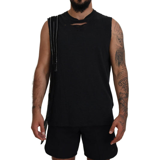 Dsquared² Black Chain Embellished Sleeveless Men Tank T-shirt TSH83517-48