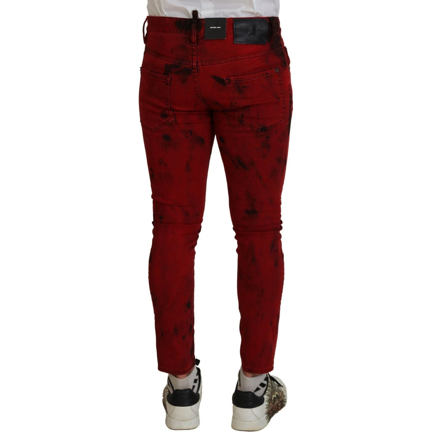 بنطلون جينز ضيق من القطن باللون الأحمر من Dsquared²