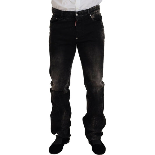 Dsquared² Black Washed Cotton Straight Fit Casual Denim Jeans PAN74440-48