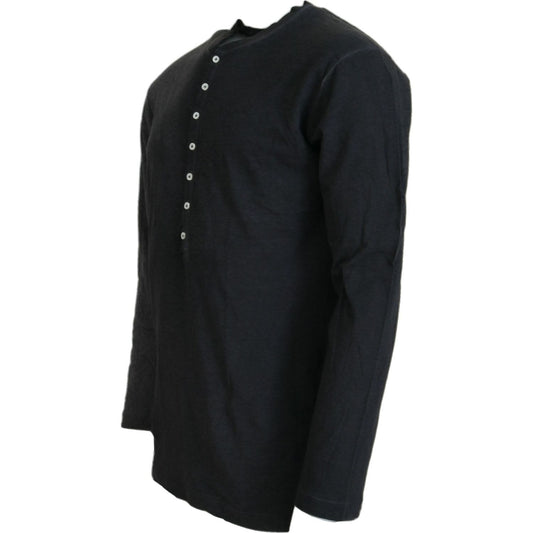 Dsquared² Black Cotton Linen Long Sleeves Pullover Sweater TSH3534-46