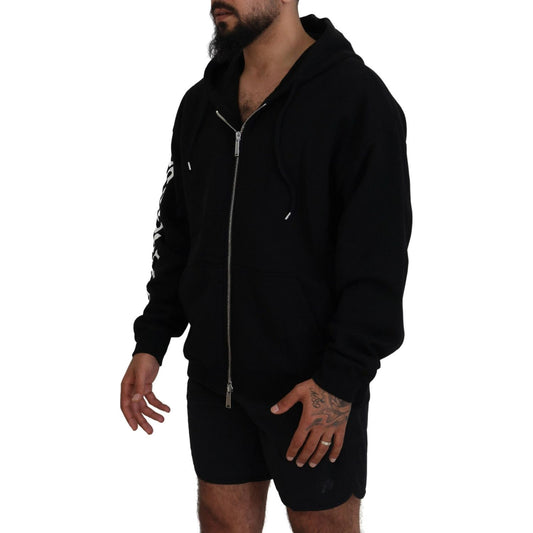 Dsquared² Black Hooded Full Zip Printed Sleeves Sweater TSH83477-48