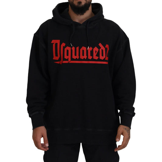 Dsquared² Black Cotton Hooded Printed Men Pullover Sweater TSH83480-48