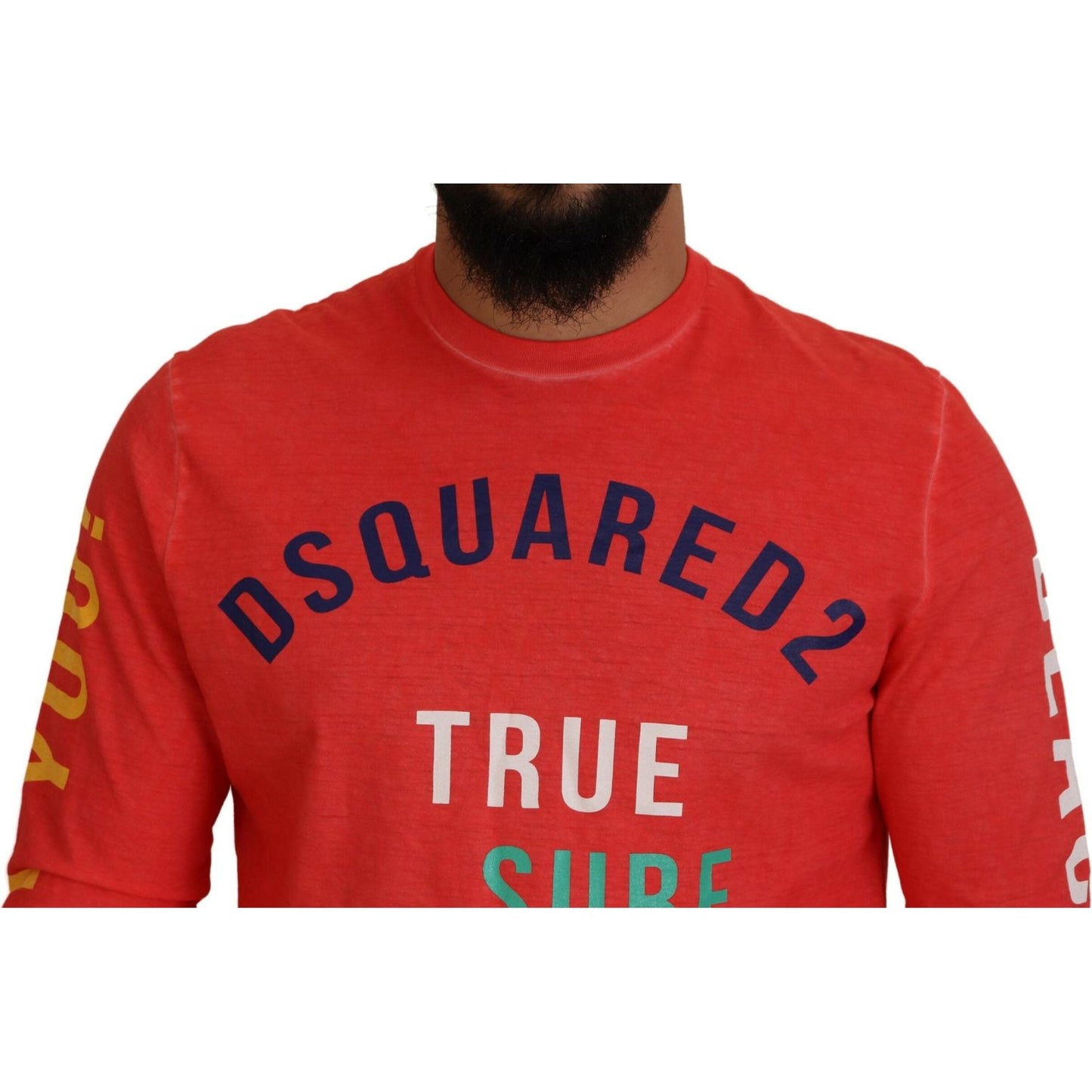 Dsquared² Orange Colorful Print Long Sleeves Top T-shirt TSH83525-48