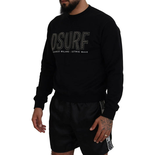Dsquared² Black Cotton Printed Long Sleeves Pullover Sweater TSH83532-48