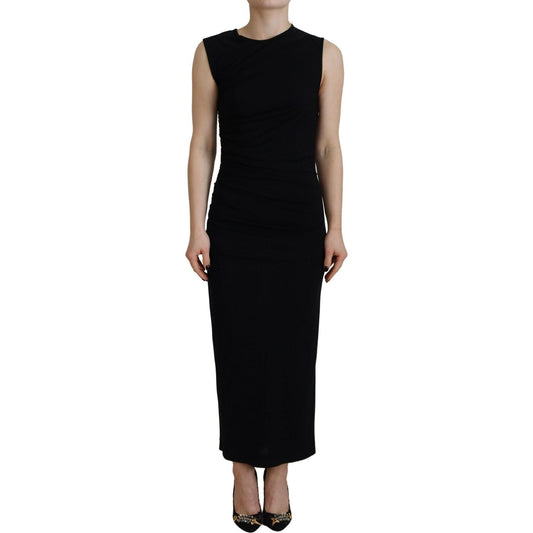 Dsquared² Black Viscose Sleeveless Ruched Maxi Dress DR28828-38