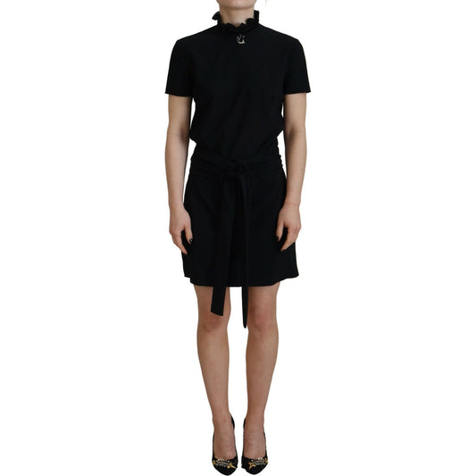 Dsquared² Black Polyester Short Sleeves Sheath Mini Dress DR28837-38