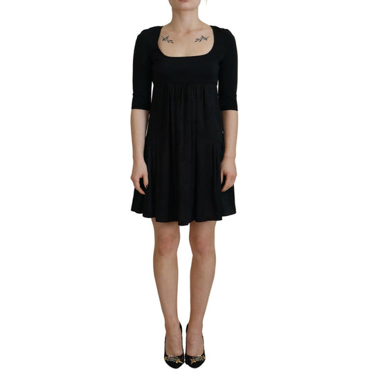 Dsquared² Black Acetate Short Sleeves A-line Sheath Dress DR28840-38