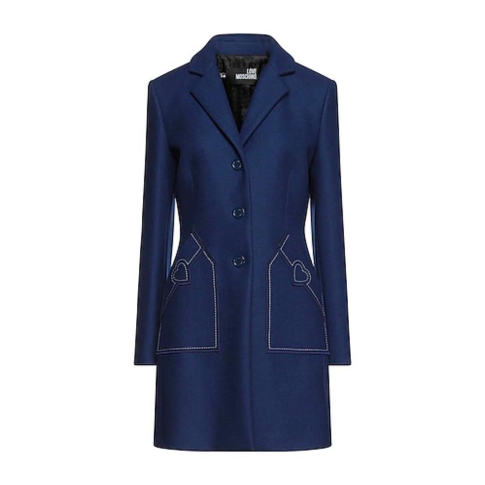 Love Moschino Blue Wool Women Coat