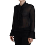 Dsquared² Black Viscose Long Sleeves See Through Blouse Top TSH83385-38