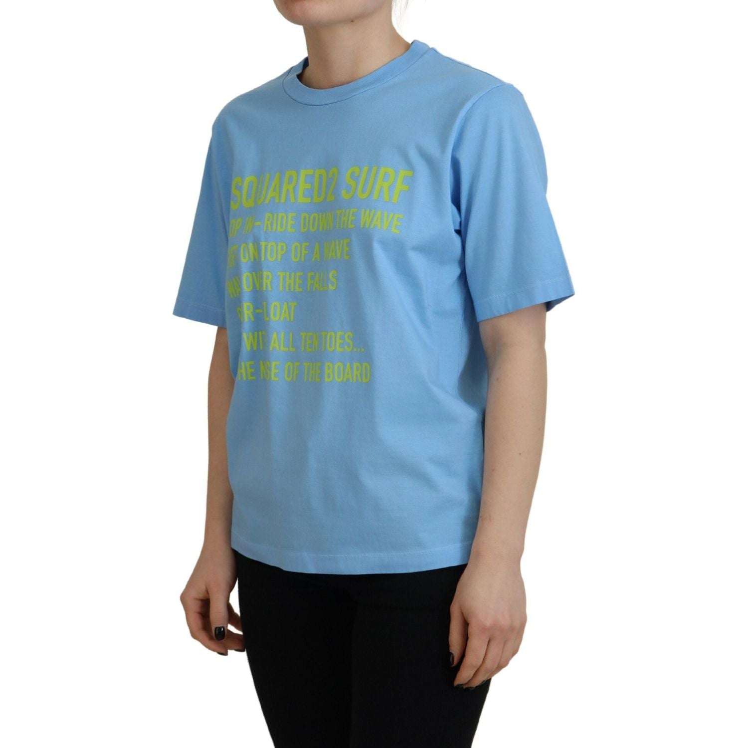 تي شيرت Dsquared² أزرق مطبوع عليه شعار قطني بأكمام قصيرة وياقة دائرية